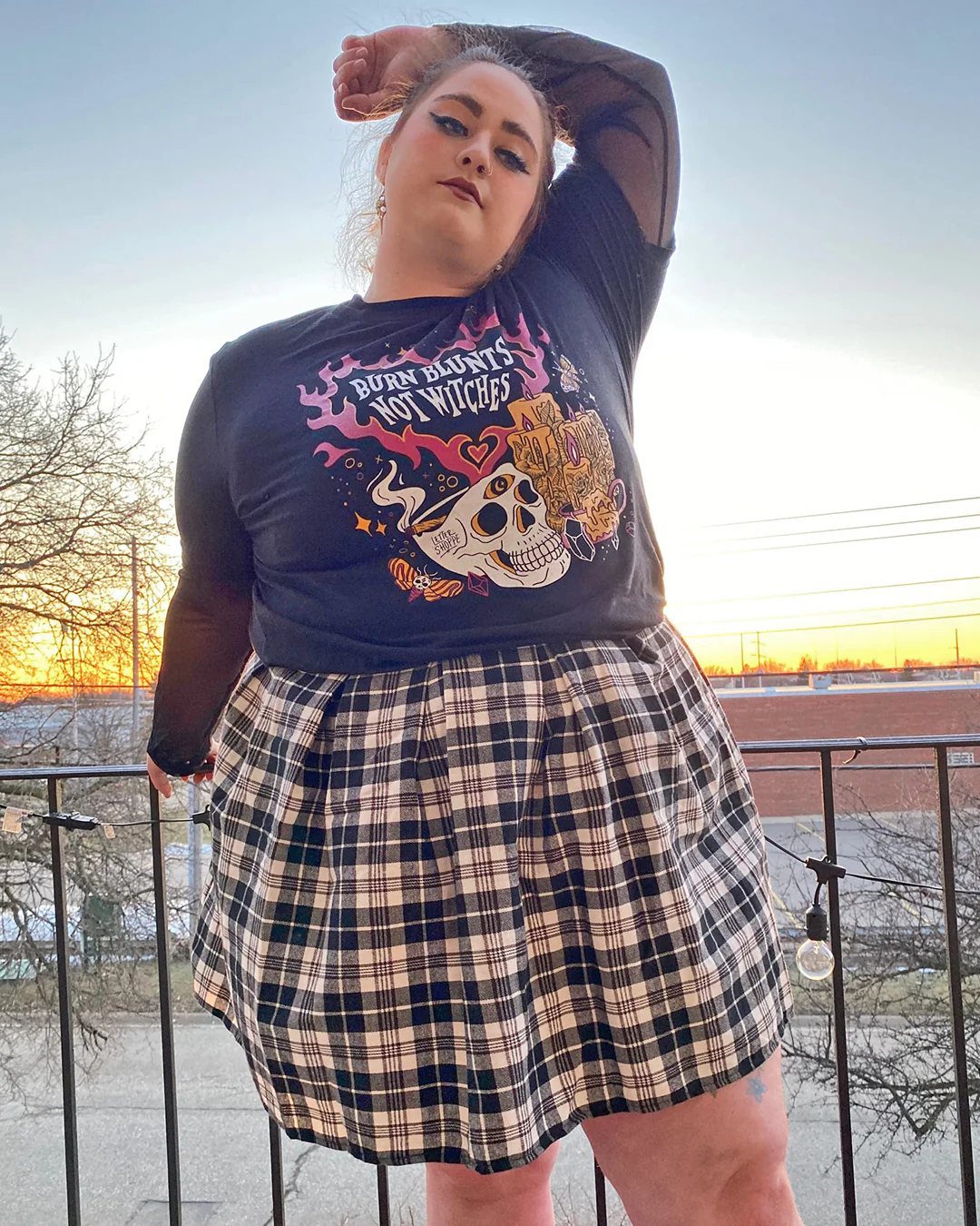 Burn Blunts Not Witches: Spooky 420 Graphic Tee - Image 4